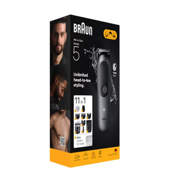 Braun 11-in-1 Grooming Kit | All-in-One Kit Series 5 AIO5560 | Cordless | Number of length steps 14 | Grey/Black