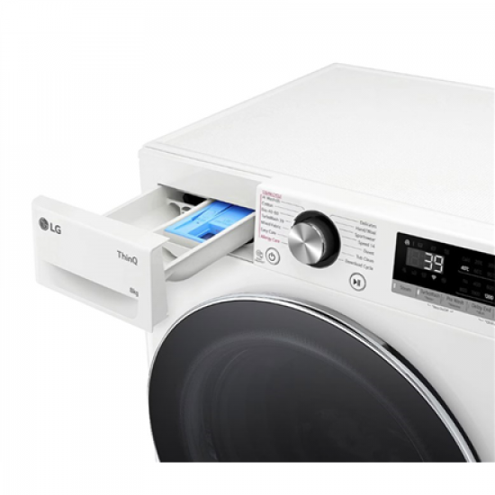 LG Washing machine | F2WR708S3W | Energy efficiency class A | Front loading | Washing capacity 8 kg | 1200 RPM | Depth 48 cm | Width 60 cm | Display | LED | Steam function | Direct drive | Wi-Fi | White