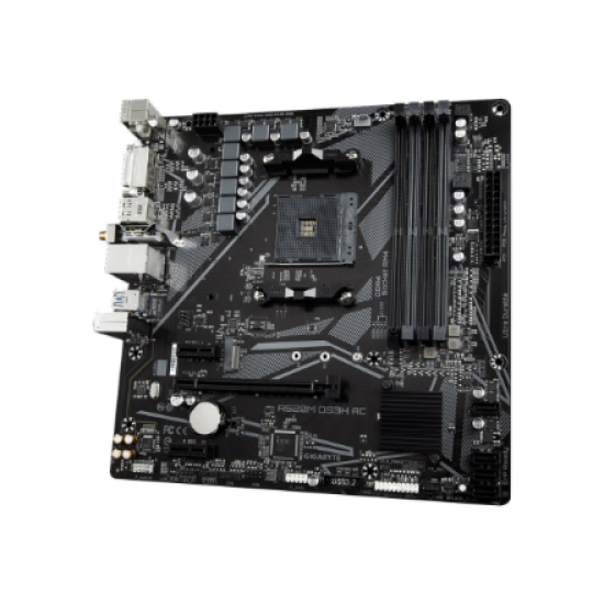 Gigabyte A520M DS3H AC (rev. 1.x) | Processor family AMD | Processor socket AM4 | DDR4 | Supported hard disk drive interfaces SATA, M.2 | Number of SATA connectors 4
