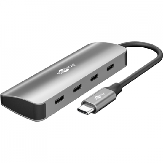 Goobay Slim 4-Port USB-Hub, USB-C auf USB-C, 10 Gbit/s, Grey | 76565