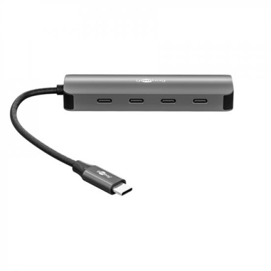 Goobay Slim 4-Port USB-Hub, USB-C auf USB-C, 10 Gbit/s, Grey | 76565