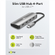 Goobay Slim 4-Port USB-Hub, USB-C auf USB-C, 10 Gbit/s, Grey | 76565