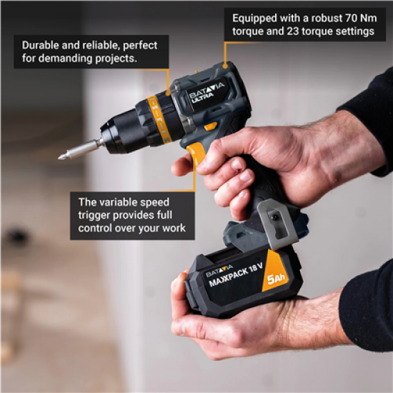 Batavia B.V. 18V Cordless Brushless Combi Drill 70 Nm, Without Battery and Charger