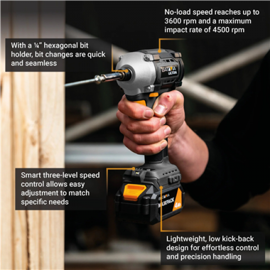Batavia B.V. 18V Cordless Brushless Impact Driver 230 Nm, Without Battery and Charger