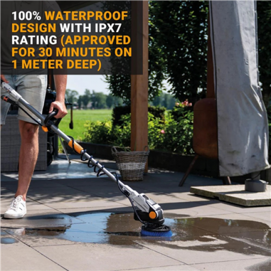 Batavia B.V. 18V Twin Brush - Cordless Brushless Telescopic Power Scrubber, Without Battery and Charger | IPX7