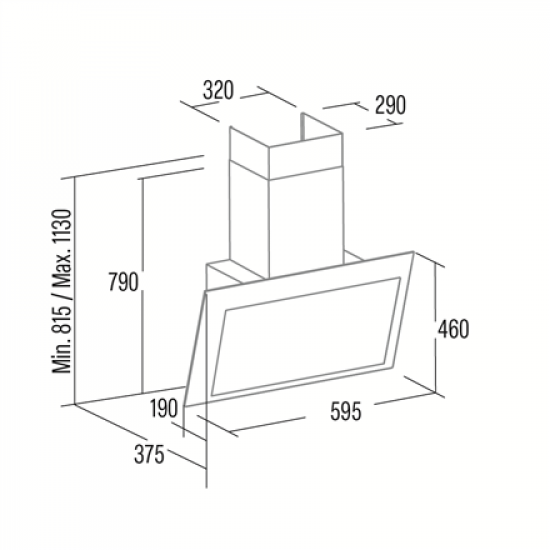 CATA Hood | THALASSA PRO 600 GBK | Wall mounted | Energy efficiency class A+++ | Width 60 cm | 842 m³/h | Electronic | LED | Black Glass