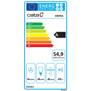 CATA Hood | ARONA 60 BK | Canopy | Energy efficiency class A | Width 59.5 cm | 766 m³/h | Electronic control | LED | Black