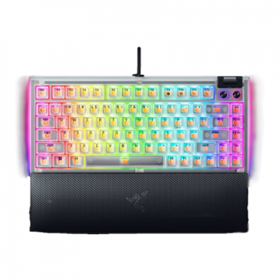 Razer Hot-swappable Mechanical Gaming Keyboard | BlackWidow V4 75% | Gaming Keyboard | Wired | US | Phantom White Edition | USB Type-C | Razer Mechanical Switches (Tactile)