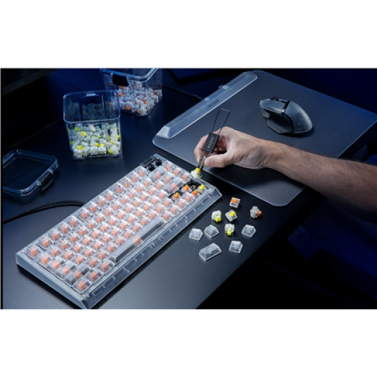 Razer Hot-swappable Mechanical Gaming Keyboard | BlackWidow V4 75% | Gaming Keyboard | Wired | US | Phantom White Edition | USB Type-C | Razer Mechanical Switches (Tactile)