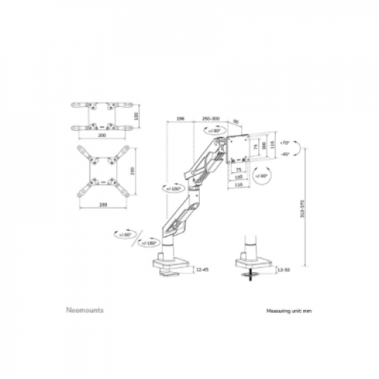 Neomounts DS70-256BL1 Gaming monitor arm 24-57