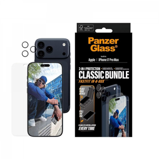 PanzerGlass 2-in-1 Classic Bundle | Screen Protector/Lens protector | Apple | iPhone 17 Pro Max | Transparent