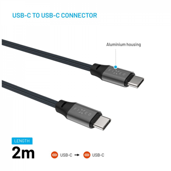 Fixed | Magnetic Braided Cable USB-C/USB-C, USB 2.0, Gray | FIXDBM-CC2-GR