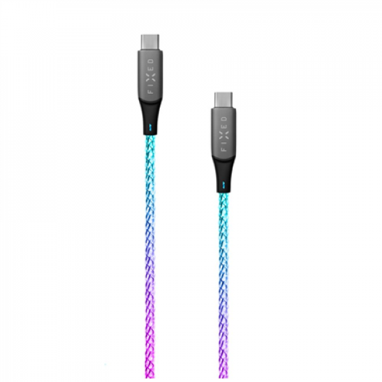 Fixed | Glowing Charging Cable USB-C/USB-C, PD support, Rainbow | FIXDLED-CC-RA