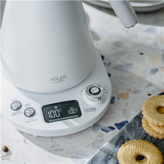 Adler | Kettle | AD 1349w | Electric | 1100 W | 1 L | Stainless Steel | 360° rotational base | White