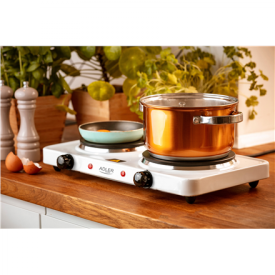 Adler Hot Plate | AD 6520 | Number of burners/cooking zones 2 | White | Electric