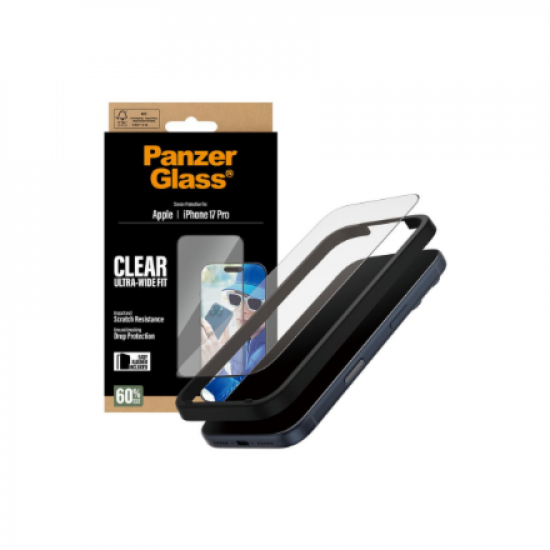 PanzerGlass Screen protector | Apple | iPhone 17 Pro | Glass | Transparent | Ultra-Wide Fit w. EasyAligner