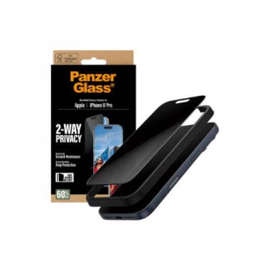 PanzerGlass Screen protector | Apple | iPhone 17 Pro | Glass | Transparent | Ultra-Wide Fit w. EasyAligner