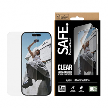 PanzerGlass Screen protector | Apple | iPhone 16 Pro/iPhone 17 | Transparent | Ultra-Wide Fit w. EasyAligner