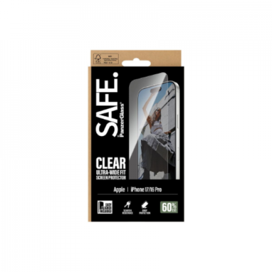 PanzerGlass Screen protector | Apple | iPhone 16 Pro/iPhone 17 | Transparent | Ultra-Wide Fit w. EasyAligner