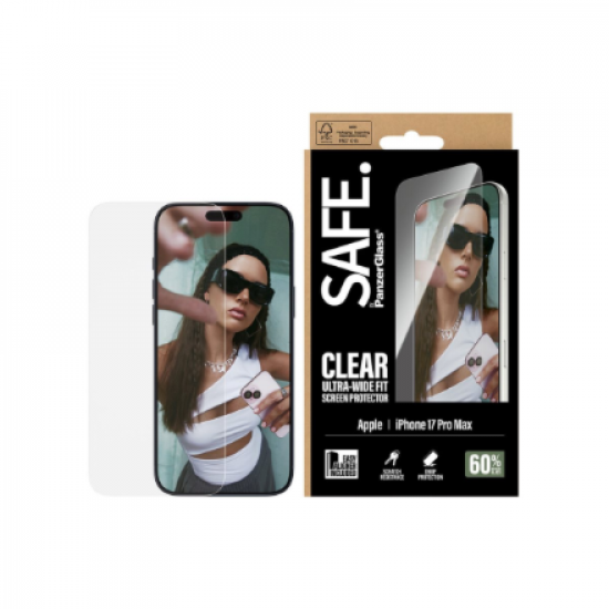 PanzerGlass Screen protector | Apple | iPhone 17 Pro Max | Transparent | Ultra-Wide Fit w. EasyAligner