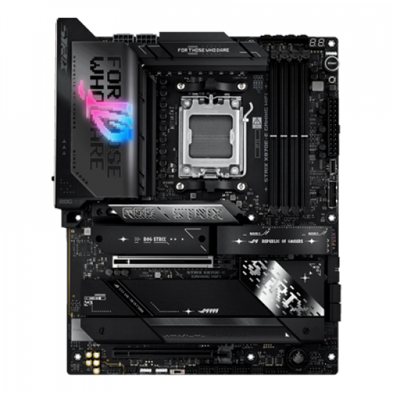 Asus ROG STRIX X870E-E GAMING WIFI | Processor family AMD | Processor socket AM5 | DDR5 | Supported hard disk drive interfaces SATA, M.2 | Number of SATA connectors 4