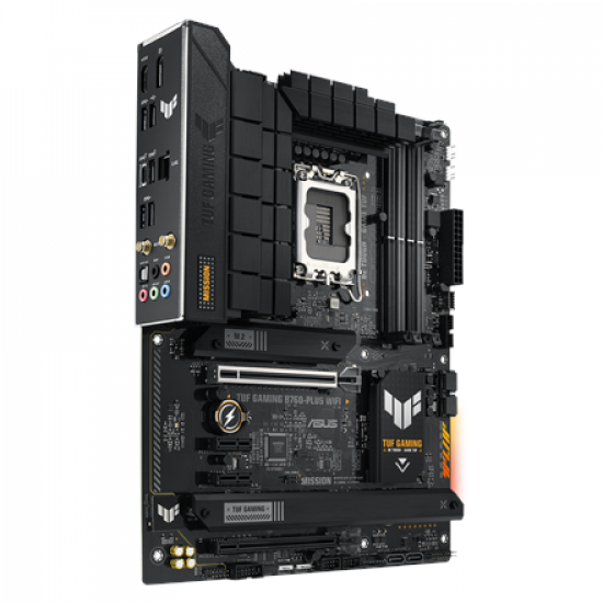 Asus TUF GAMING B760-PLUS WIFI | Processor family Intel | Processor socket LGA1700 | Supported hard disk drive interfaces SATA, M.2 | Number of SATA connectors 4