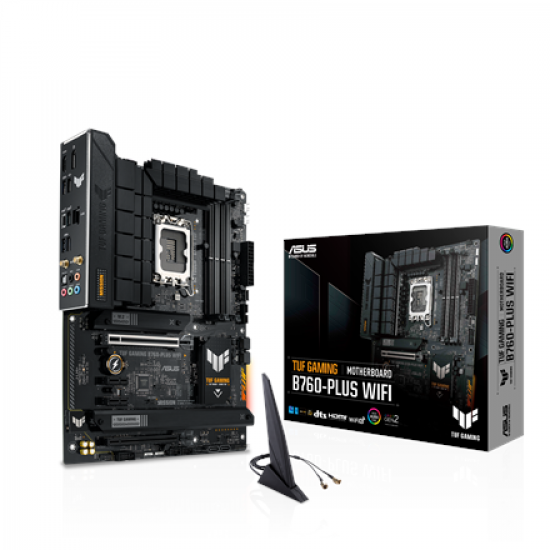 Asus TUF GAMING B760-PLUS WIFI | Processor family Intel | Processor socket LGA1700 | Supported hard disk drive interfaces SATA, M.2 | Number of SATA connectors 4