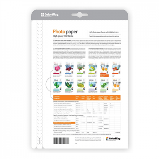 ColorWay Photo Paper, 100 sheets | 180 g/m² | A4 | High Glossy