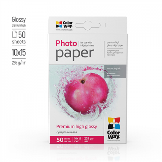 ColorWay Photo Paper, 50 sheets | 255 g/m² | 10x15 | Premium High Glossy