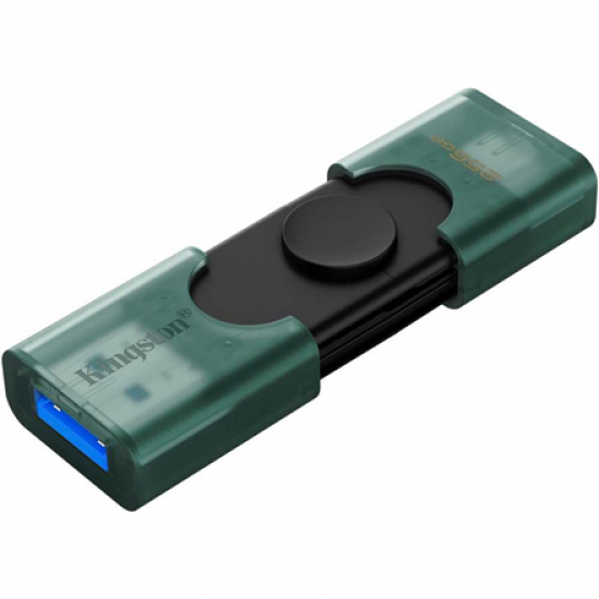 Kingston USB Flash Drive | DataTraveler Duo | 256 GB | USB Type-A and USB Type-C | Black/Green