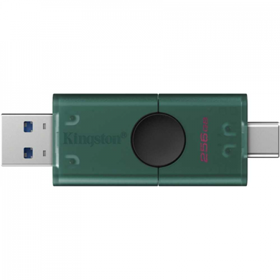Kingston USB Flash Drive | DataTraveler Duo | 256 GB | USB Type-A and USB Type-C | Black/Green