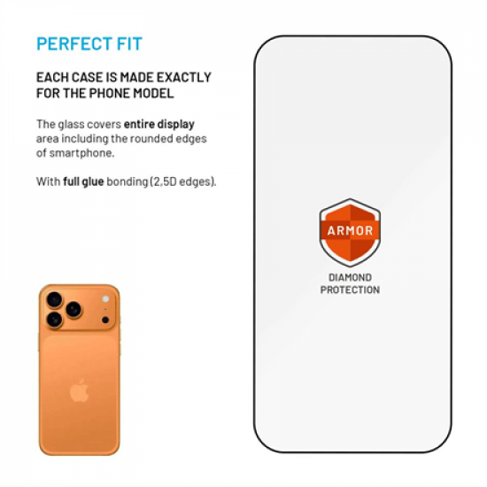 Fixed Screen protector | Apple | iPhone 17 Pro Max | Tempered glass | Black | Armor with Anti-dust applicator and AR layer