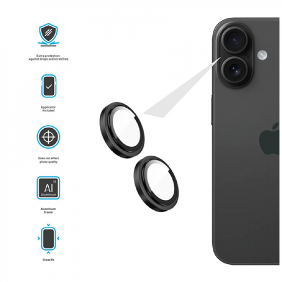 Fixed Camera glass | Apple | iPhone 17 | Glass | Black