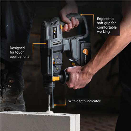 Batavia B.V. 18V Cordless Brushless Rotary Hammer SDS+, Without Battery and Charger in BMC