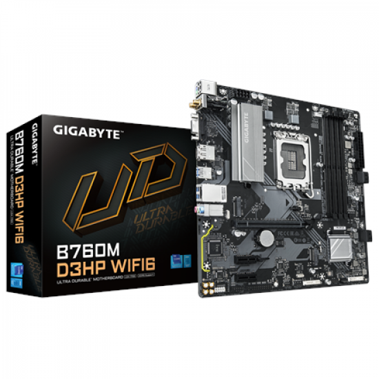 Gigabyte B760M D3HP WIFI6 | Processor family Intel | Processor socket LGA1700 | DDR5 | Supported hard disk drive interfaces M.2, SATA | Number of SATA connectors 4