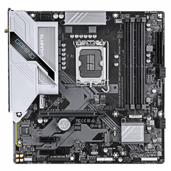 Gigabyte B760M GAMING PLUS WIFI DDR4 (rev. 1.0) | Processor family Intel | Processor socket LGA1700 | DDR4 | Supported hard disk drive interfaces SATA, M.2 | Number of SATA connectors 4