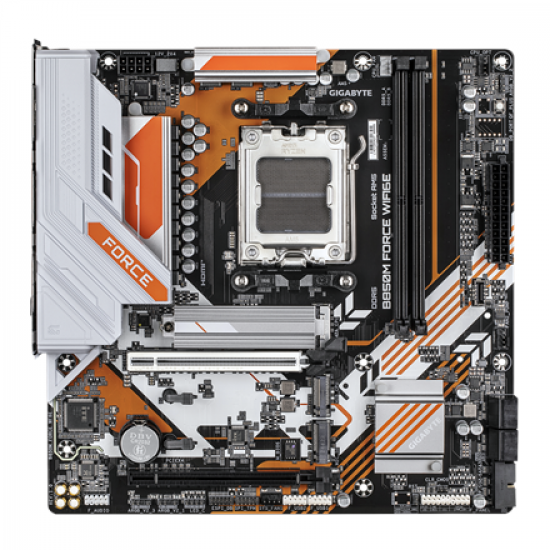 Gigabyte B850M FORCE WIFI6E (rev. 1.0) | Processor family AMD | Processor socket AM5 | DDR5 | Supported hard disk drive interfaces SATA, M.2 | Number of SATA connectors 4