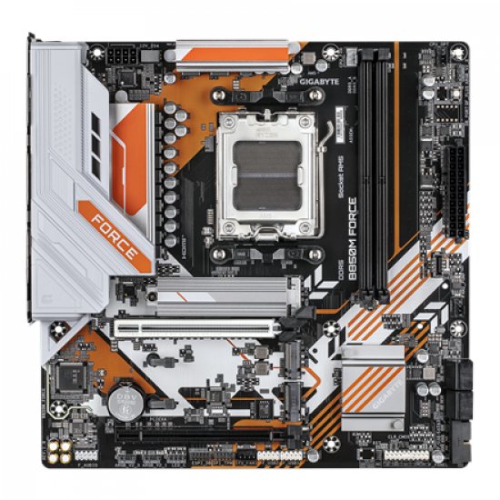 Gigabyte B850M FORCE (rev. 1.0) | Processor family AMD | Processor socket AM5 | DDR5 | Supported hard disk drive interfaces SATA, M.2 | Number of SATA connectors 4
