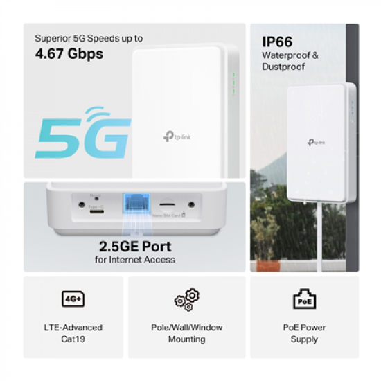 TP-LINK 5G Outdoor Router | NE200-Outdoor | Mesh Support No | MU-MiMO No | 5G