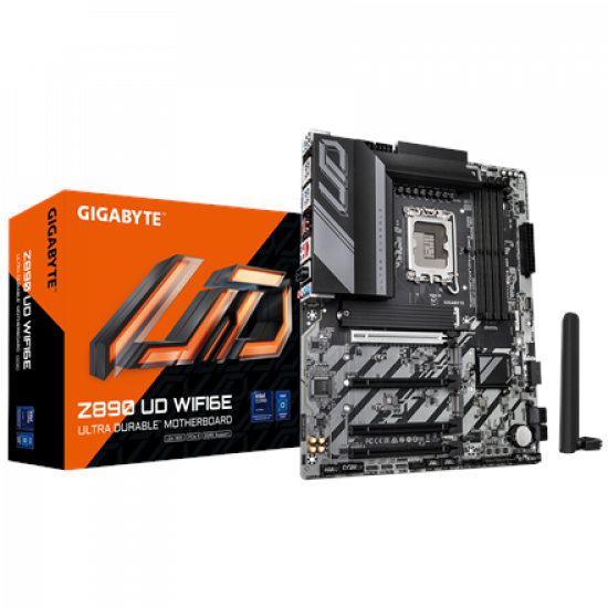 Gigabyte Z890 UD WIFI6E | Processor family Intel | Processor socket LGA1851 | DDR5 | Supported hard disk drive interfaces M.2, SATA | Number of SATA connectors 4