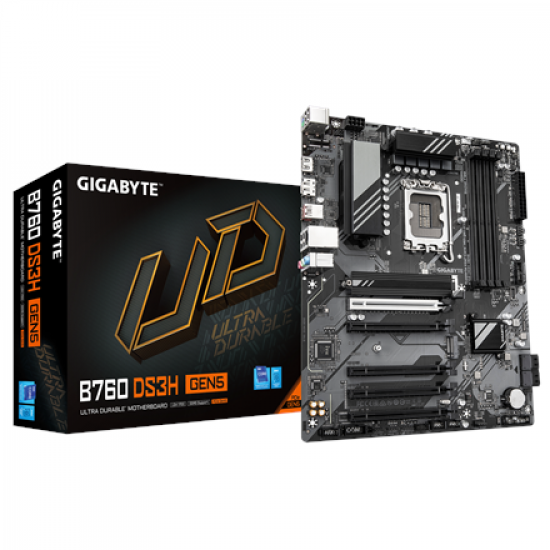 Gigabyte B760 DS3H GEN5 | Processor family Intel | Processor socket LGA1700 | DDR5 | Supported hard disk drive interfaces M.2, SATA | Number of SATA connectors 4