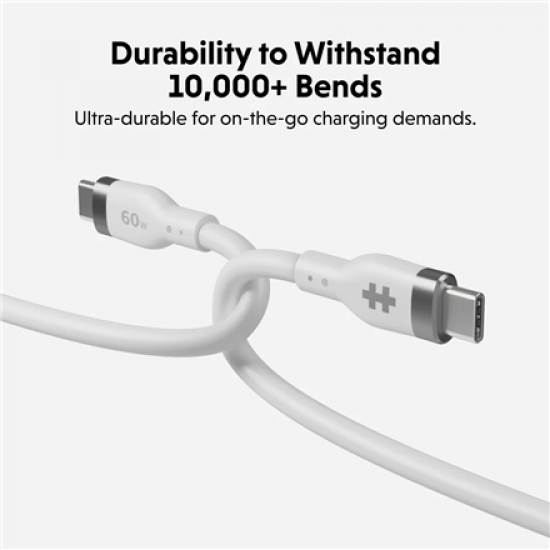 Hyper HyperJuice USB-C Silicone Charging Cable, 1.5 m, White | HJ4011WHGL