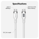 Hyper HyperJuice USB-C Silicone Charging Cable, 1.5 m, White | HJ4011WHGL