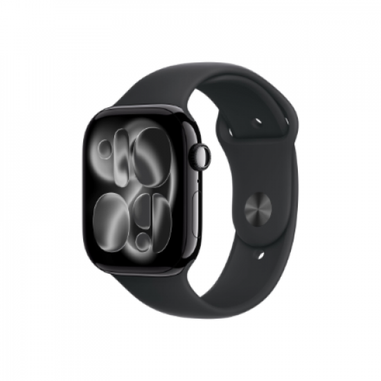 Apple Watch Series 11 GPS + Cellular 46mm Jet Black Aluminium Case with Black Sport Band - M/L | Smart watch | LTPO OLED Always-On Retina | Waterproof | Jet Black