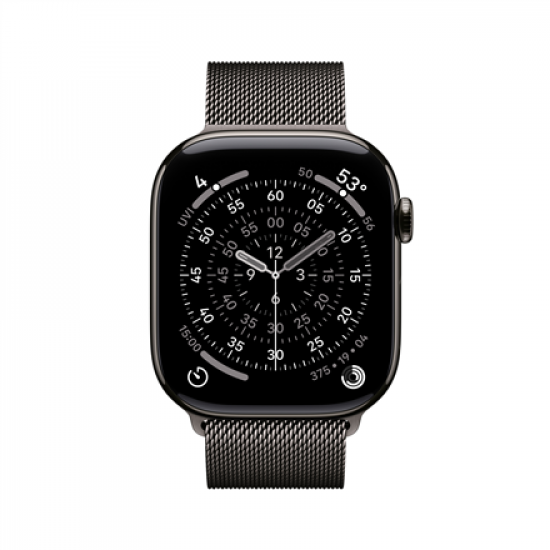 Apple Watch Series 11 GPS + Cellular 46mm Slate Titanium Case with Slate Milanese Loop - M/L | Apple