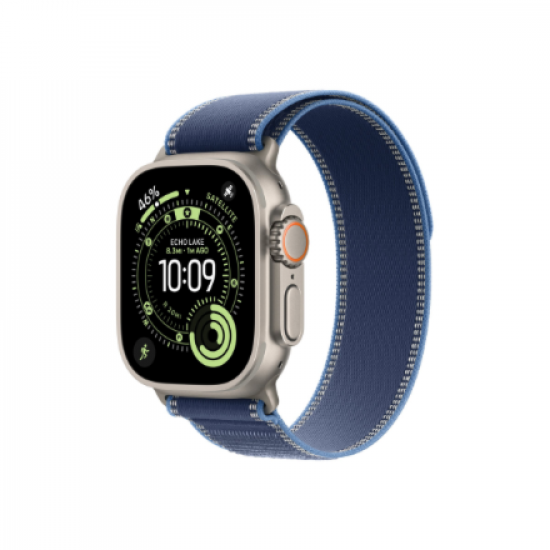 Apple | 49mm Blue/Bright Blue Trail Loop - S/M - Natural Titanium Finish