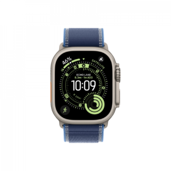 Apple | 49mm Blue/Bright Blue Trail Loop - S/M - Natural Titanium Finish