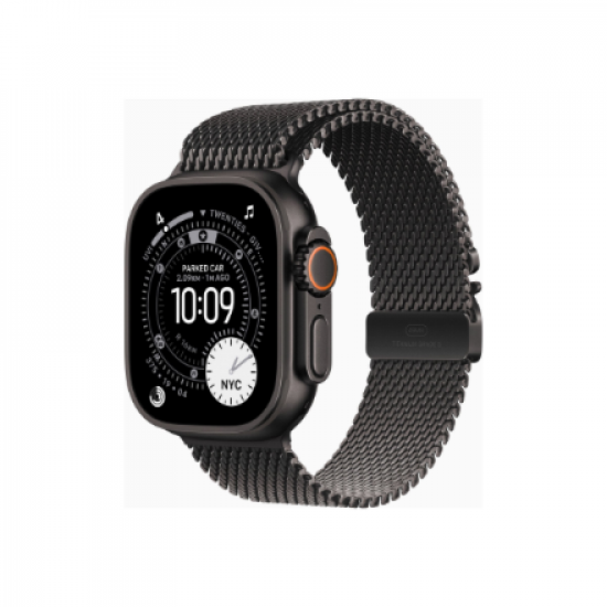 Apple Watch Ultra 3 GPS + Cellular 49mm Black Titanium Case with Black Titanium Milanese Loop - Medium | Apple