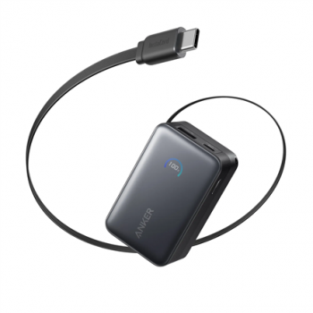 Anker Nano Power Bank 45W with Built-In Retractable USB-C Cable | A1638H11 | 10000 mAh | Black