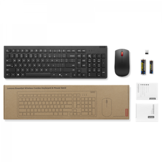 Lenovo Essential Wireless Combo Keyboard & Mouse Gen2 | Keyboard and Mouse Set | Wireless | Mouse included | Nordic | Black